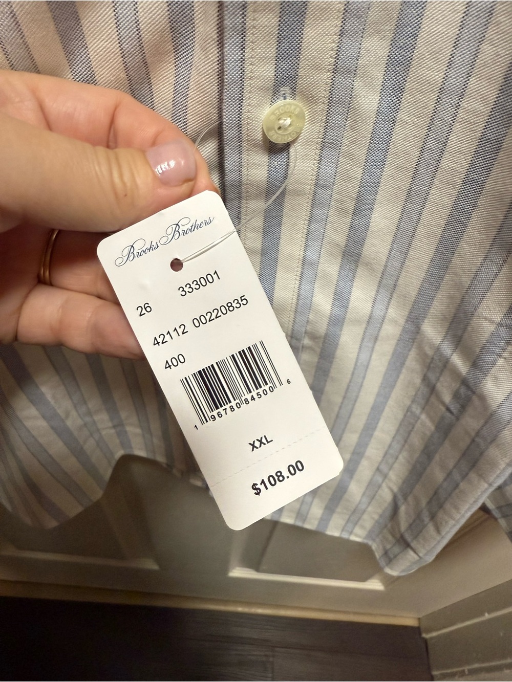 Brooks Brothers Light Blue and White Striped Short-Sleeve Button-Down Shirt - Picture 3 of 5